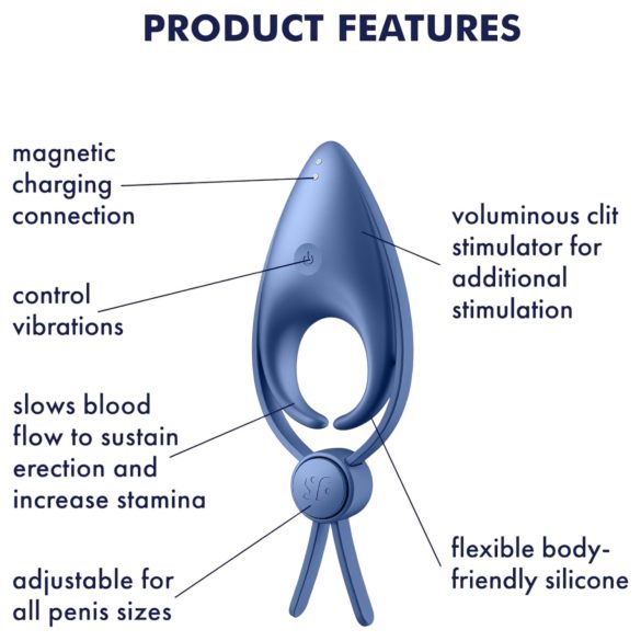 Satisfyer Sniper - vibrerende oplaadbare penisring - blauw