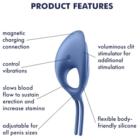 Satisfyer Swordsman - vibrerende penisring - oplaadbaar - blauw