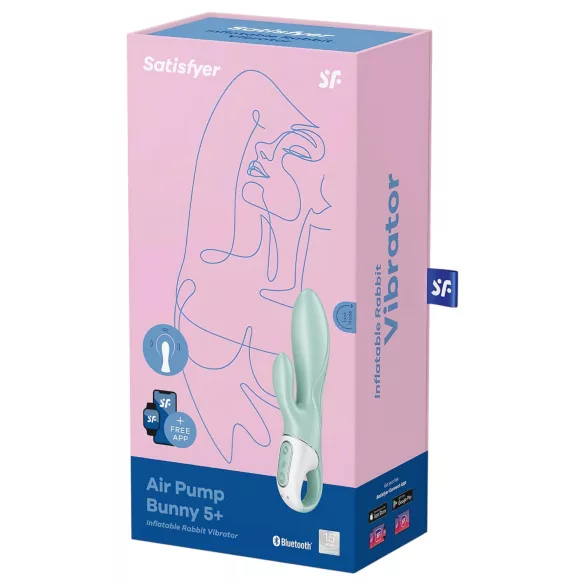 Satisfyer Air Pump Bunny 5 - App-gestuurde opblaasbare vibrator (mint)