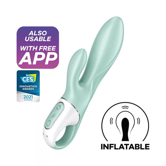 Satisfyer Air Pump Bunny 5 - App-gestuurde opblaasbare vibrator (mint)