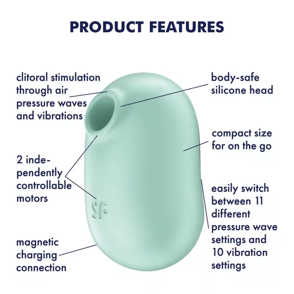Satisfyer Pro To Go 2 - oplaadbare luchtdruk clitorisstimulator - mintgroen