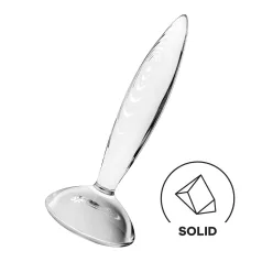   Satisfyer Sparkling Crystal - glazen dildo - geribbeld - transparant