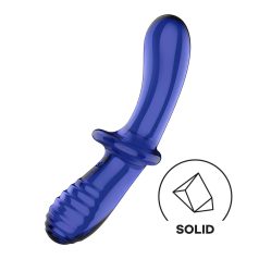   Satisfyer Double Crystal - dubbelzijdige glazen dildo (blauw)
