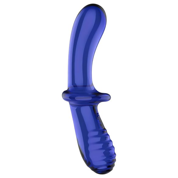 Satisfyer Double Crystal - dubbelzijdige glazen dildo (blauw)