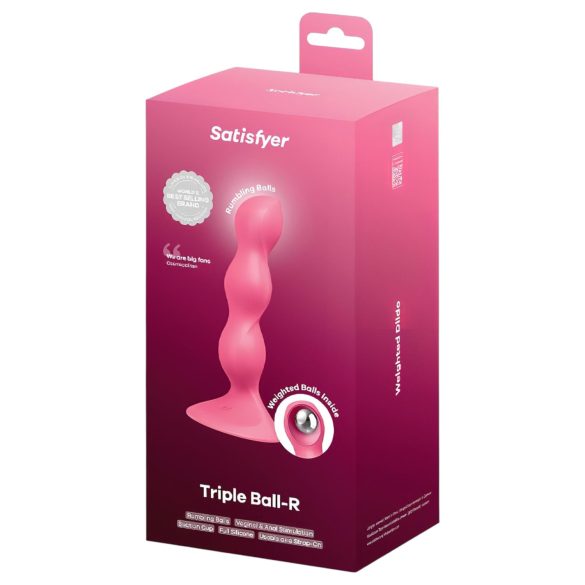 Satisfyer Triple Ball-R - anaal vibrator met kralen - siliconen - roze