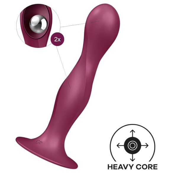Satisfyer Double Ball-R - dildo met zuignap - verzwaard - rood