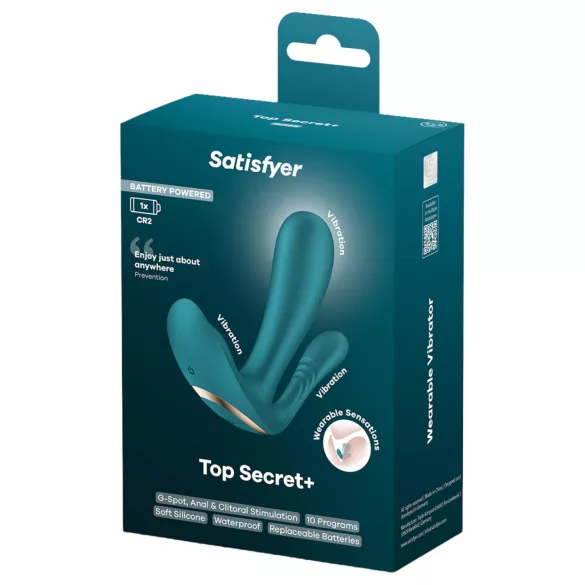 Satisfyer Top Secret+ - draagbare tril vibrator met 3 armen - groen