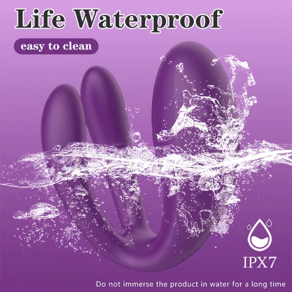 Mrow - koppel vibrator - oplaadbaar waterdicht 3 motoren - paars