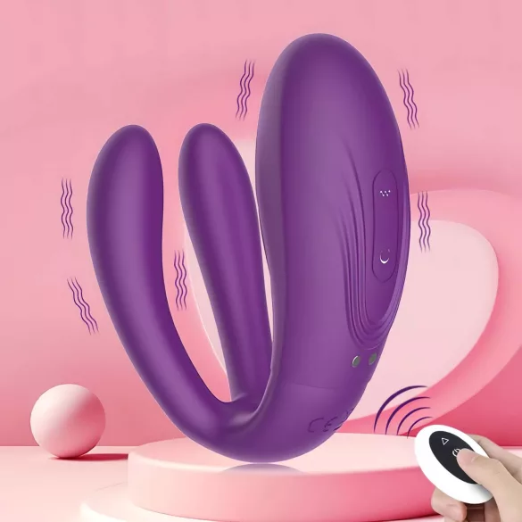Mrow - koppel vibrator - oplaadbaar waterdicht 3 motoren - paars