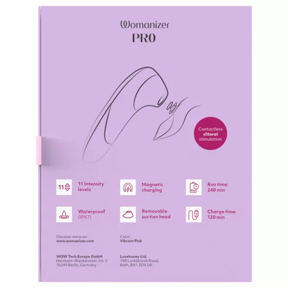 Womanizer Pro - luchtdruk clitorisstimulator (roze)