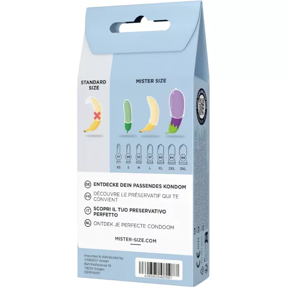 Mister Size Test-Set - condoom proefpakket met meetlint (3 stuks)