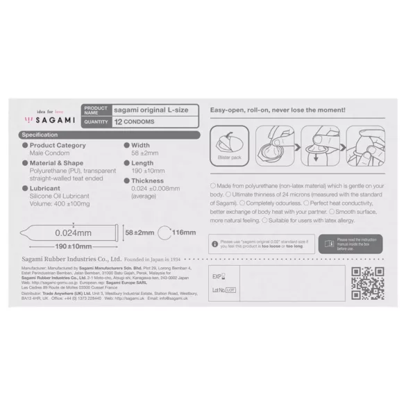 Sagami Original 0.02 L - condoom - ultra dun - 58mm - 6 stuks
