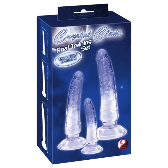 Crystal Clear - anaal trainer dildo set - 3 stuks - transparant blauw