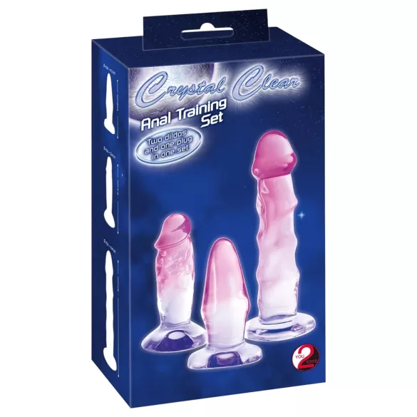 Crystal Clear - anaal trainer set - 3 stuks - transparant/roze