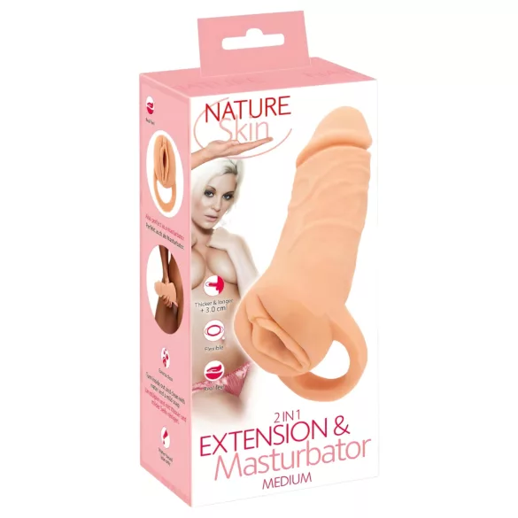Nature Skin - penis sleeve en kunstvagina - 18cm - huidkleur