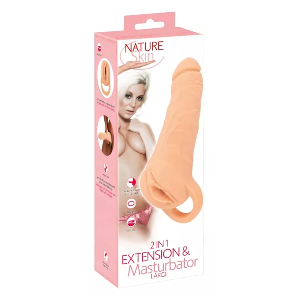 Nature Skin - 2in1 kunstvagina en penismantel - 23cm - huidkleur