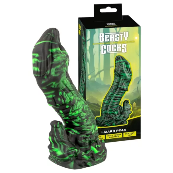 Beasty Cocks Lizard Peak - dildo penis - hagedis - groen zwart