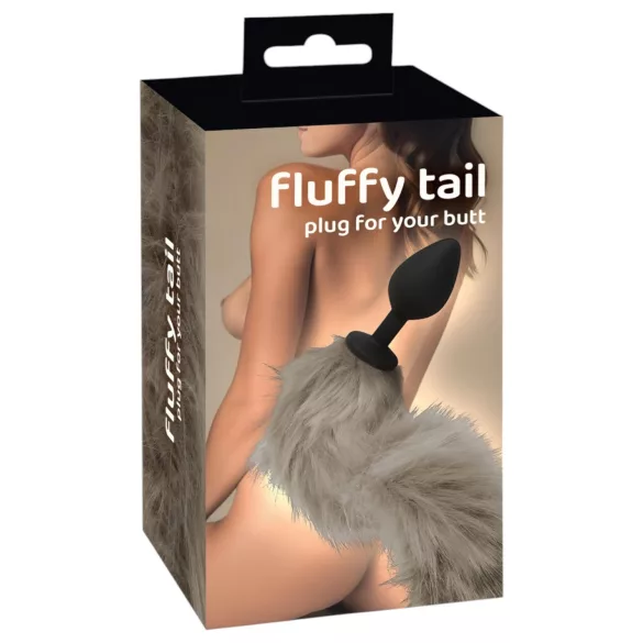 You2Toys - siliconen buttplug met staart - grijs