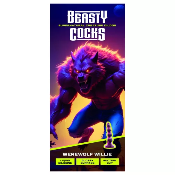 Beasty Cocks - Weerwolf Willie dildo met zuignap - bordeauxrood (21 cm)