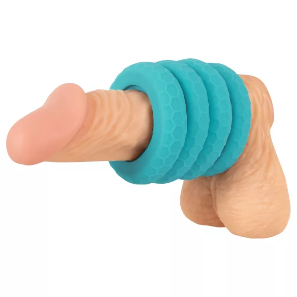 You2Toys - 3-in-1 penis- en teeltringenset (turkoois)