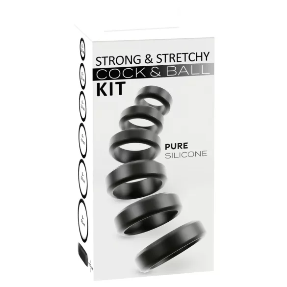 You2Toys - penis- en teelbalringen set (zwart) - 6 stuks