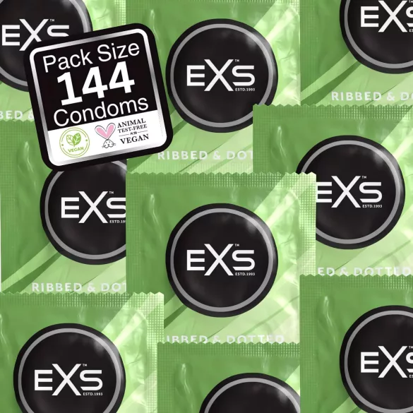EXS Ribbed, Dotted and Flared - geribbelde en gestippelde condooms (144 stuks)