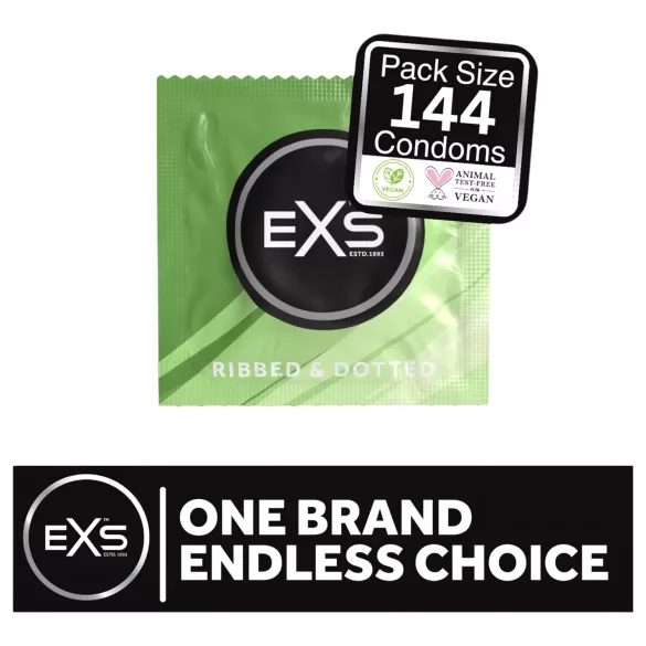 EXS Ribbed, Dotted and Flared - geribbelde en gestippelde condooms (144 stuks)