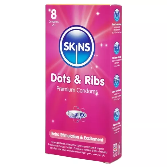 Skins - condooms ribbels en nopjes - 8 stuks
