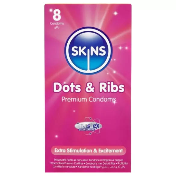 Skins - condooms ribbels en nopjes - 8 stuks