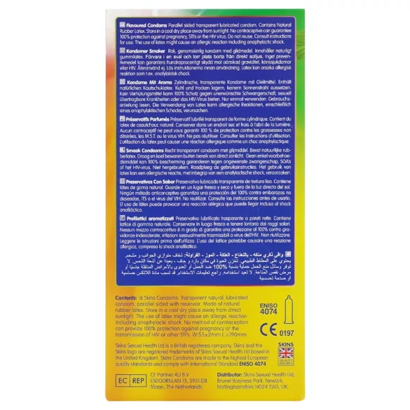 Skins - geparfumeerde condooms - munt, kauwgom, banaan, aardbei (16 stuks)