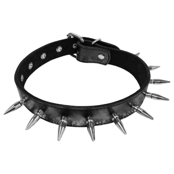 Rouge - halsband met studs - echt leer - zwart