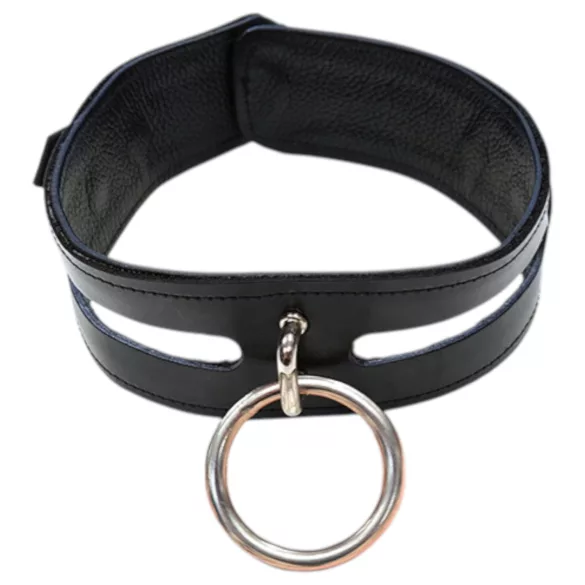Rouge - leren halsband - verstelbaar - zwart