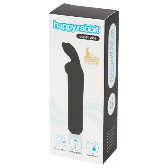 Happyrabbit - mini vibrator - oplaadbaar, konijnenoortjes - zwart