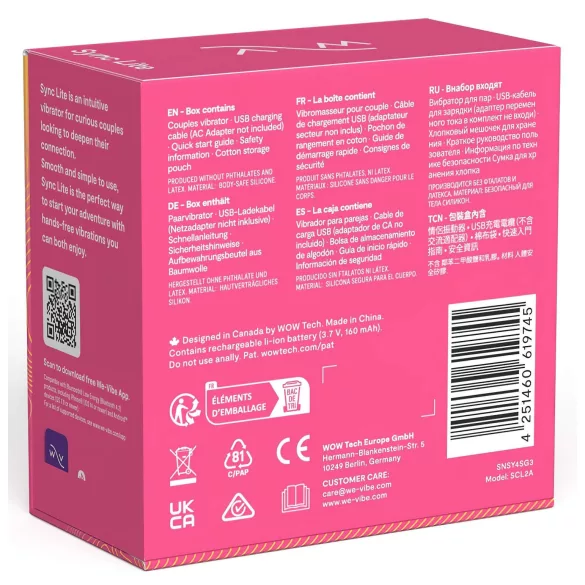 We-Vibe Sync Lite - App- en afstandsbedienings-koppelsvibrator (roze)