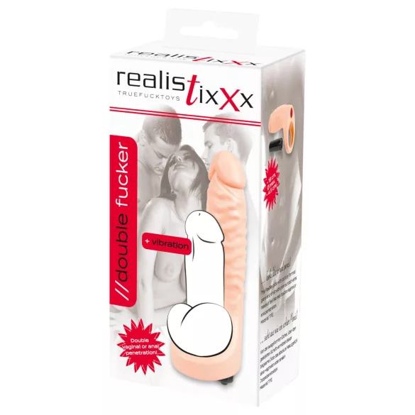 Realistixxx Double Fucker - opzetbare anale vibrator (natuurkleur)
