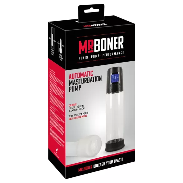 Mister Boner - oplaadbare, automatische penispomp (zwart-transparant)