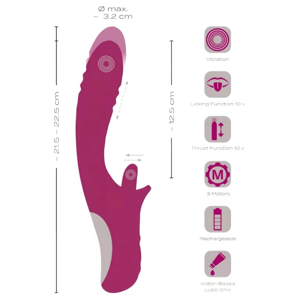 Javida - Vibrator met likfunctie en stootfunctie - silicone - paars