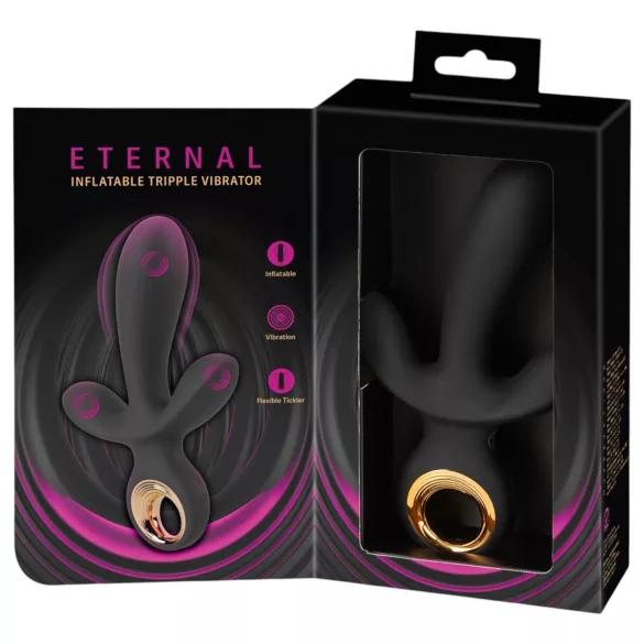 Eternal - opblaasbare drievoudige vibrator - zwart