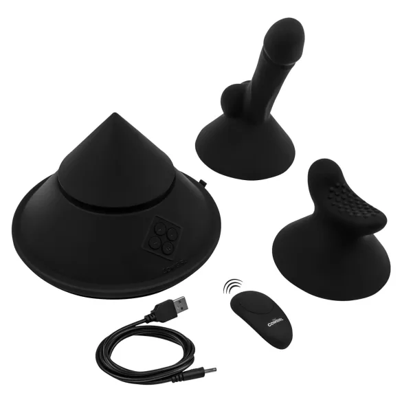 The Cowgirl Cone - slimme seksspeeltje / sexmachine met verschillende opzetstukken (zwart)