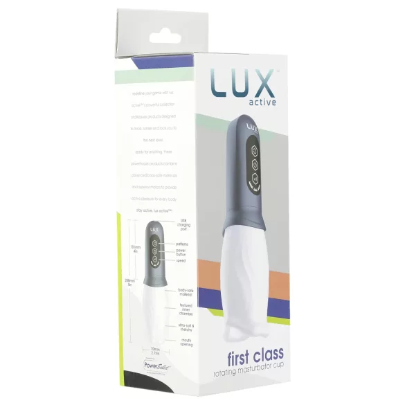 LUX Active First Class - masturbator met roterende kop - wit/grijs