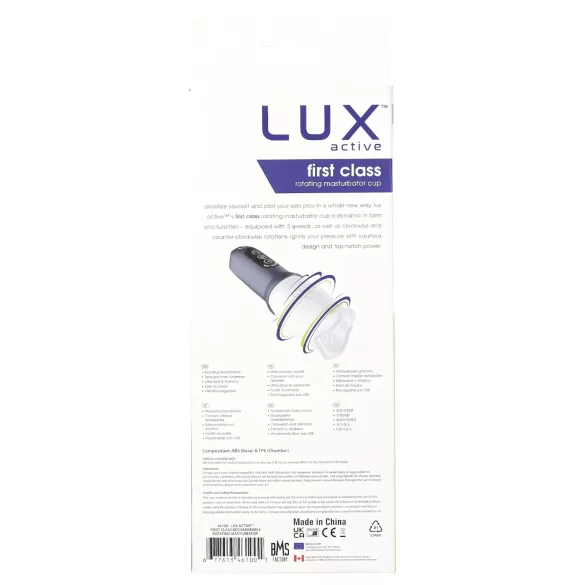 LUX Active First Class - masturbator met roterende kop - wit/grijs