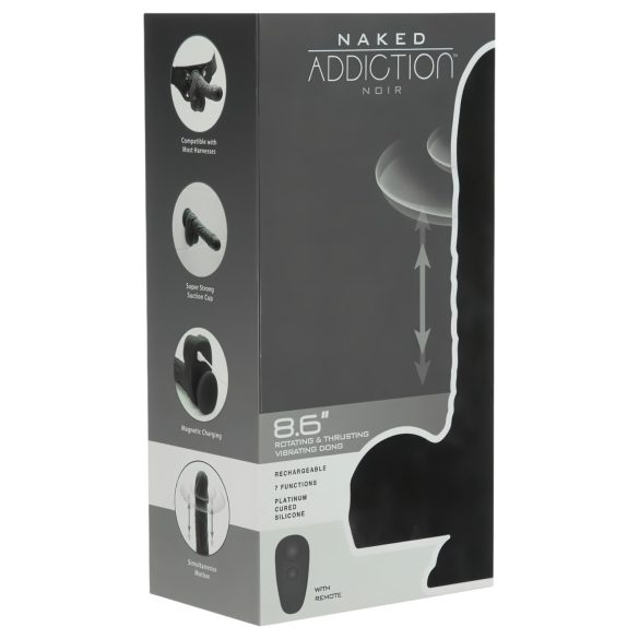 Naked Addiction - realistische roterende stoot vibrator - zwart