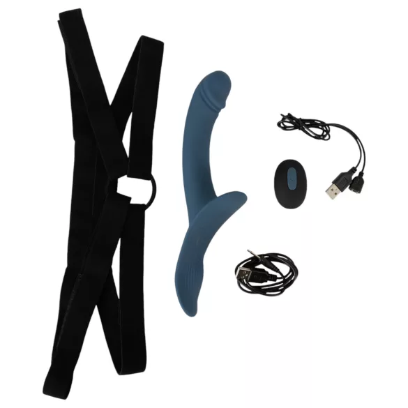 You2Toys - strap-on vibrator set - zwart/blauw