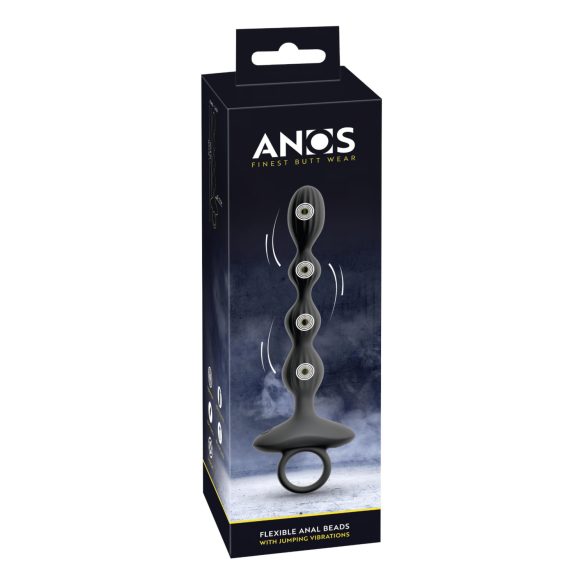 Anos - 2-motorige anale vibrator met bewegende balletjes (zwart)