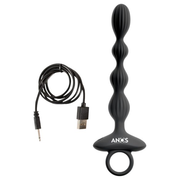 Anos - 2-motorige anale vibrator met bewegende balletjes (zwart)