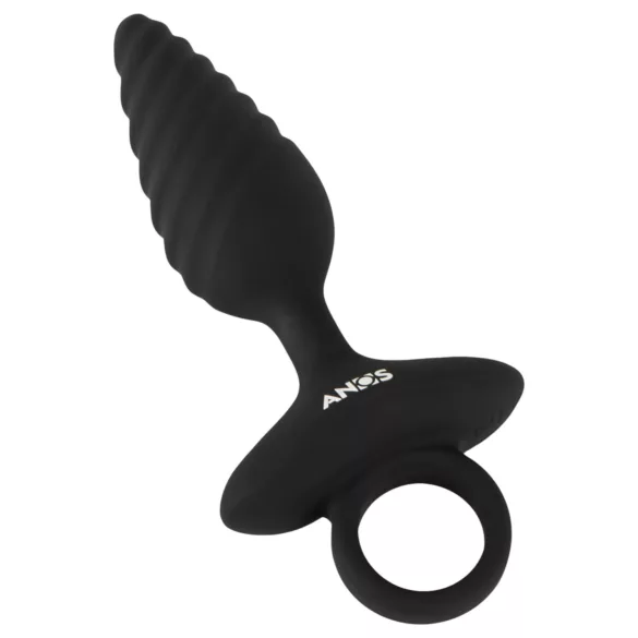 ANOS - anale vibrator plug - geribbeld - siliconen - zwart