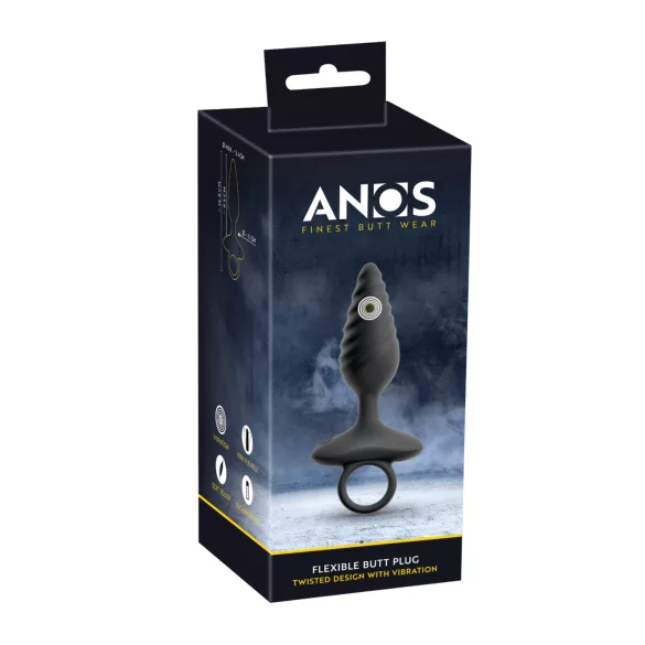 ANOS - anale vibrator plug - geribbeld - siliconen - zwart