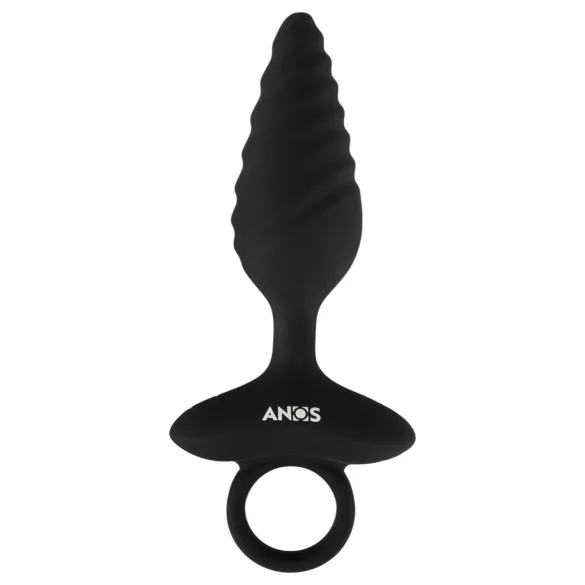 ANOS - anale vibrator plug - geribbeld - siliconen - zwart