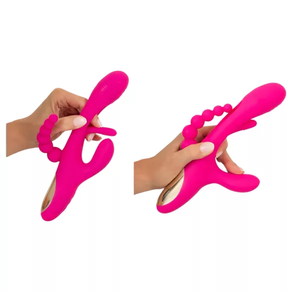 SMILE - drievoudige vibrator met tong (roze)