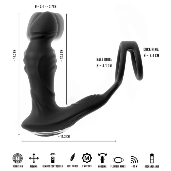 Rebel - duwende prostaatvibrator (zwart)